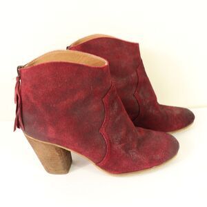 BP Burgundy distressed look Suede Leather Booties size 10